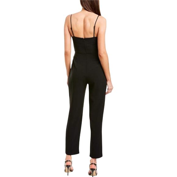 Eliza J Spaghetti Strap V-neck Cropped Jumpsuit Black Pockets Versatile Size 12 - Picture 5 of 14